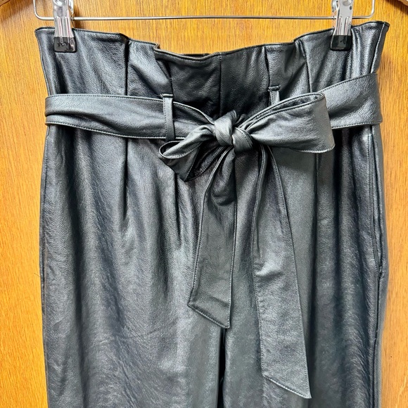 Commando Faux Leather Paperbag Tie Waist Tapered Leg Pants Black Small S - Picture 7 of 14